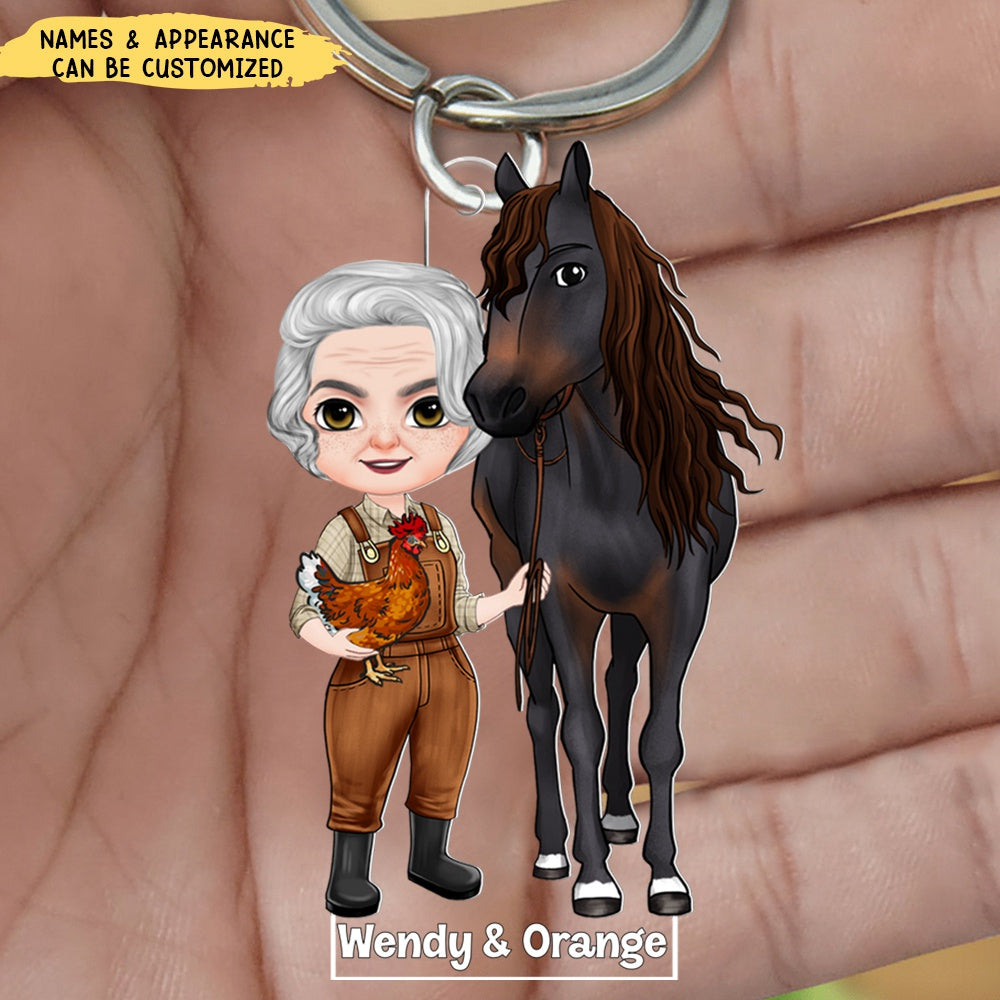 A Girl With Her Lovely Horse Personalized Acrylic Keychain